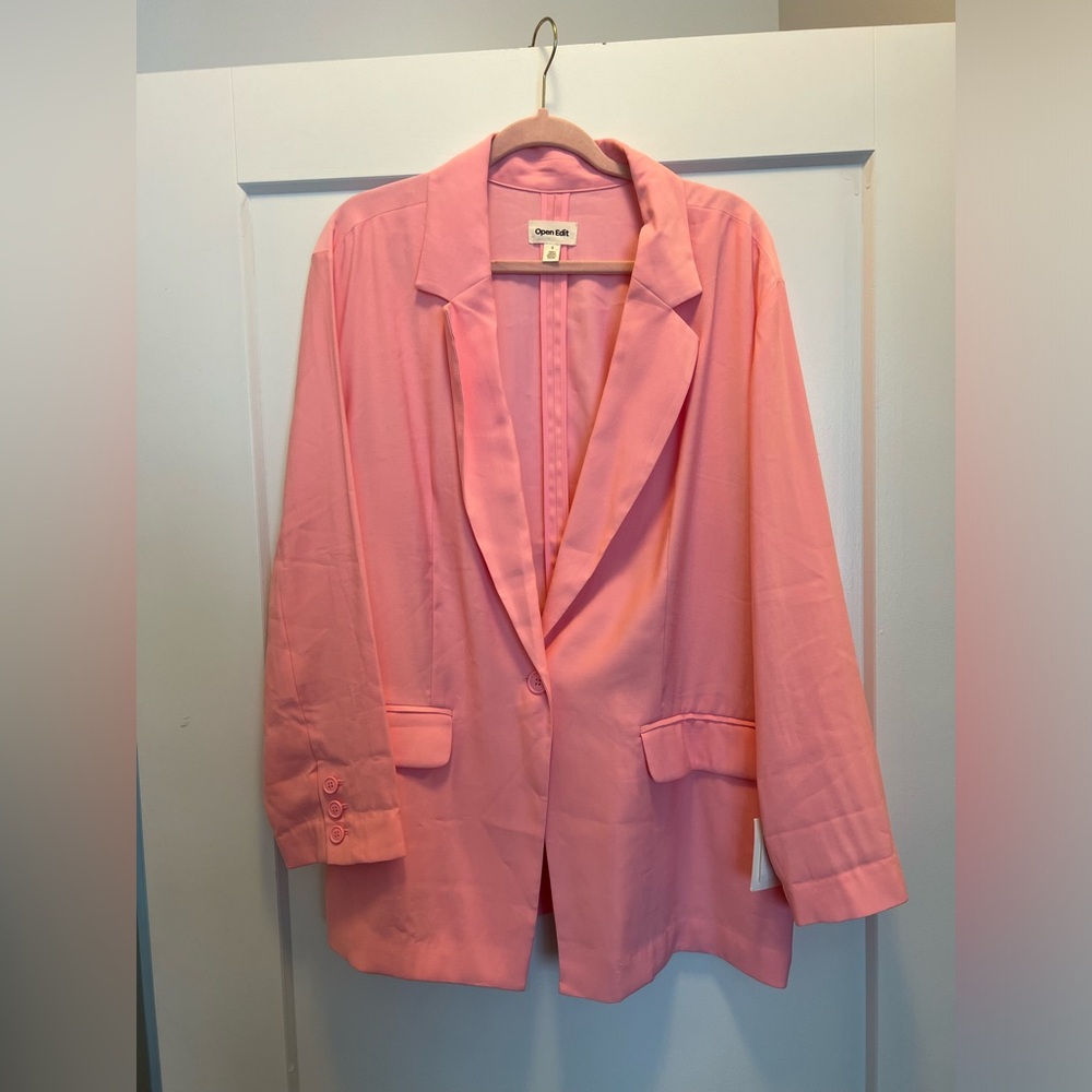 Pink open edit blazer